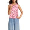 Lands’ End Women’s Fine Gauge Eyelash Printed Sleeveless Sweater(Light Rose/Berry Rouge Floral)