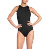 Lands’ End Women’s Mastectomy Tugless High Neck Portrait Back One Piece Swimsuit 6 Black