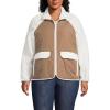 Lands’ End Women’s Mixed Media Sherpa Fleece Jacket(Ivory/Honey Beige)