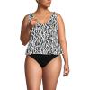 Lands’ End Women’s Plus Size DD-Cup Tie Shoulder Flutter Tankini Top(Black/White Vine Floral)