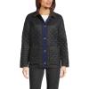 Lands’ End Women’s Reversible Barn Quilted Jacket(Black/Navy Plaid)