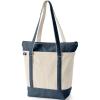 Lands’ End Zip Top Long Handle Canvas Tote Bag(Natural/Radiant Navy)