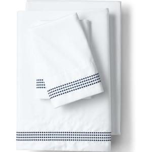 Lands’ End 400 NI Embroidered Sheet Set Deep Sea Navy Dots Full(Deep Sea Navy Dots)