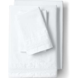 Lands’ End 400 NI Embroidered Sheet Set Deep Sea Navy Dots Full(White Dots)