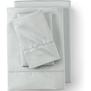 Lands’ End 700 Solid Sheet Set Ivory Twin(Light Fog)