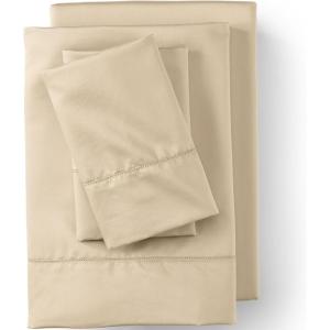 Lands’ End 700 Solid Sheet Set Ivory Twin(Pale Flax)
