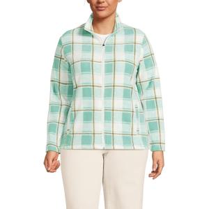 Lands’ End Anyweather Fleece Full Zip Jacket(Mint Sky Buff Check)