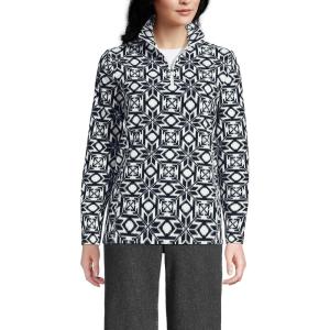 Lands’ End Anyweather Fleece Quarter Zip Pullover(Ivory/Black Snowflake)