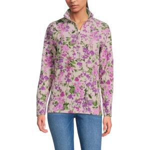 Lands’ End Anyweather Fleece Quarter Zip Pullover(Soft Mineral Blush Floral)