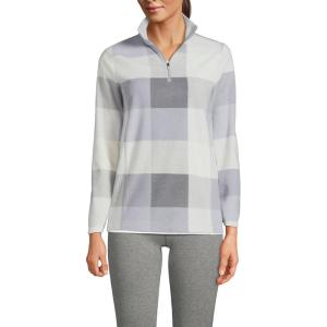 Lands’ End Anyweather Fleece Quarter Zip Pullover(Surf Grey Buffalo Check)
