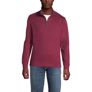 Lands’ End Bedford Rib Quarter Zip Pullover Sweater(Burgundy Spritz)