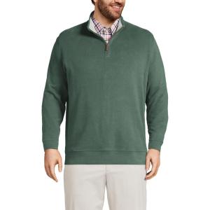Lands’ End Bedford Rib Quarter Zip Pullover Sweater(Deep Woodland Green Heather)