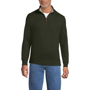 Lands’ End Bedford Rib Quarter Zip Pullover Sweater(Havana Brown)