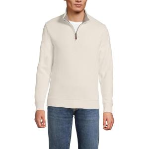 Lands’ End Bedford Rib Quarter Zip Pullover Sweater(Ivory Latte)