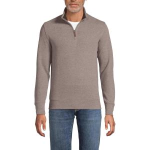 Lands’ End Bedford Rib Quarter Zip Pullover Sweater(Light Bark Heather)