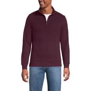 Lands’ End Bedford Rib Quarter Zip Pullover Sweater(Lush Burgundy Heather)
