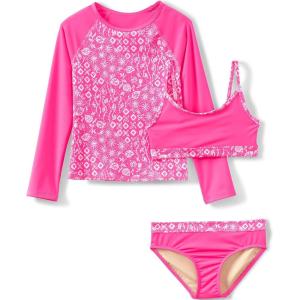 Lands’ End Big Girls 3 Piece UPF 50 Sun Protection Rash Guard Set(4-5)