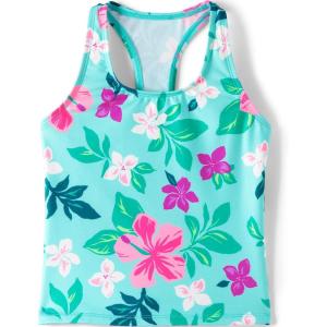 Lands’ End Big Girls UPF 50 Racerback Tankini Swimsuit Top(Crystal Aqua Tropical Floral)