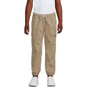 Lands’ End Boys Iron Knee Pull On Pattern Stretch Woven Jogger(Light Beige)