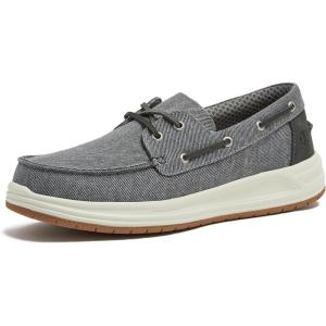 Lands’ End Canvas Boat Shoes Men, Deck Shoes Mens Boat Shoes Slip Ons – Navy Blue, Tan Brown or Grey Mens Casual Shoes, Size 8-13(Light Graphite)