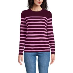 Lands’ End Cashmere Sweater(Burgundy/Pink Placed Stripe)