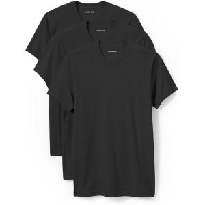 Lands’ End Essentials Men’s Crew Neck T-Shirt 3 Pack – Premium Cotton Tee, Casual Regular Fit(Black)