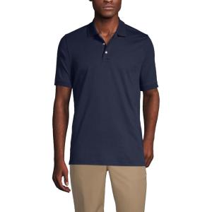 Lands’ End Essentials Men’s Long Sleeve All Day Comfort Polo Shirt – 100% Cotton Won’t Shrink Pill Fade(Classic Navy)