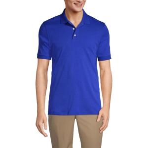 Lands’ End Essentials Men’s Long Sleeve All Day Comfort Polo Shirt – 100% Cotton Won’t Shrink Pill Fade(Cobalt)