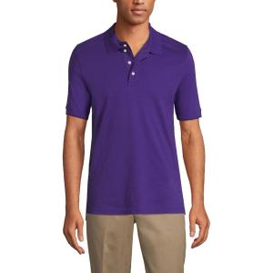 Lands’ End Essentials Men’s Long Sleeve All Day Comfort Polo Shirt – 100% Cotton Won’t Shrink Pill Fade(Deep Purple)