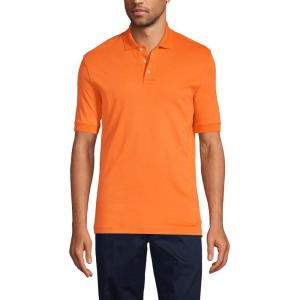 Lands’ End Essentials Men’s Long Sleeve All Day Comfort Polo Shirt – 100% Cotton Won’t Shrink Pill Fade(Orange Spice)