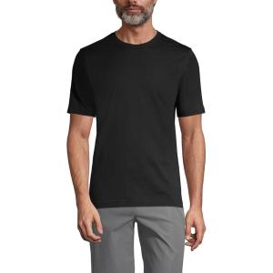 Lands’ End Essentials Men’s Short-Sleeve Soft Cotton T-Shirt – Relaxed Easy Fit(Black)