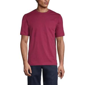 Lands’ End Essentials Men’s Short-Sleeve Soft Cotton T-Shirt – Relaxed Easy Fit(Burgundy)