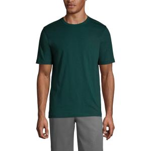 Lands’ End Essentials Men’s Short-Sleeve Soft Cotton T-Shirt – Relaxed Easy Fit(Evergreen)