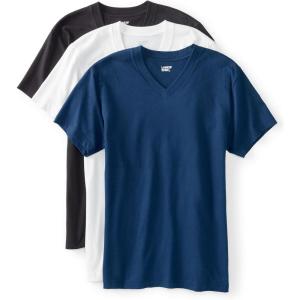 Lands’ End Essentials Men’s V-Neck T-Shirt 3 Pack – Premium Cotton Tee, Casual Regular Fit(Multi 3 Pack)