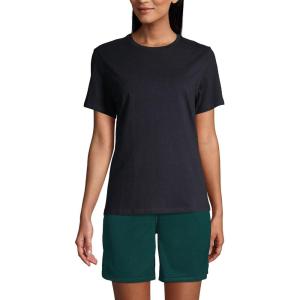 Lands’ End Essentials Women’s Short-Sleeve Soft Cotton T-Shirt – Tailored Feminine Fit(Black)