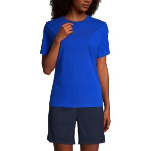 Lands’ End Essentials Women’s Short-Sleeve Soft Cotton T-Shirt – Tailored Feminine Fit(Cobalt)