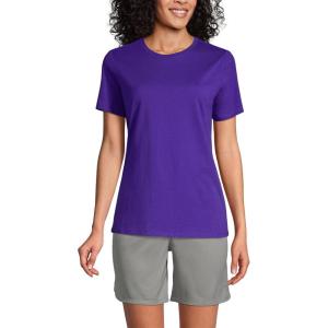 Lands’ End Essentials Women’s Short-Sleeve Soft Cotton T-Shirt – Tailored Feminine Fit(Deep Purple)