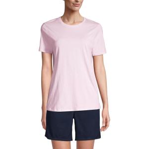 Lands’ End Essentials Women’s Short-Sleeve Soft Cotton T-Shirt – Tailored Feminine Fit(Ice Pink)