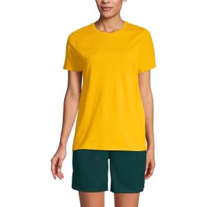 Lands’ End Essentials Women’s Short-Sleeve Soft Cotton T-Shirt – Tailored Feminine Fit(Racing Yellow)