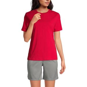 Lands’ End Essentials Women’s Short-Sleeve Soft Cotton T-Shirt – Tailored Feminine Fit(Red)