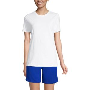 Lands’ End Essentials Women’s Short-Sleeve Soft Cotton T-Shirt – Tailored Feminine Fit(White)