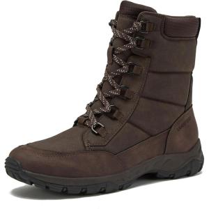 Lands’ End Expedition Max Insulated Winter Boots for Men, Waterproof Mens Snow Boots, Medium or Wide Width Men’s Shoes Size 8 to 13, Black or Brown(Dark Brown)