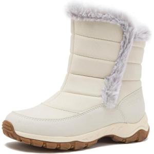 Lands’ End Expedition Warmest Waterproof No Tie Kids Snow Boots for Boys and Girls – Insulated Winter Fleece Lined Snow Boots Size 11 to 7 Little and Big Kid Shoes(White)