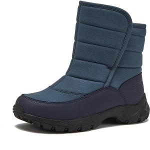 Lands’ End Expedition Warmest Waterproof No Tie Kids Snow Boots for Boys and Girls – Insulated Winter Fleece Lined Snow Boots Size 11 to 7 Little and Big Kid Shoes(Medium Blue)