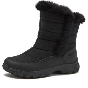 Lands’ End Expedition Warmest Waterproof No Tie Kids Snow Boots for Boys and Girls – Insulated Winter Fleece Lined Snow Boots Size 11 to 7 Little and Big Kid Shoes(Black/Black)