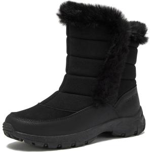 Lands’ End Expedition Waterproof Insulated Womens Snow Boots, Lace Up or Slip On Winter Boots for Women, Medium or Wide Width Sizes 6 to 11, Black, Brown, Blue, White or Grey Winter Shoes(Black)