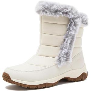 Lands’ End Expedition Waterproof Insulated Womens Snow Boots, Lace Up or Slip On Winter Boots for Women, Medium or Wide Width Sizes 6 to 11, Black, Brown, Blue, White or Grey Winter Shoes(White)