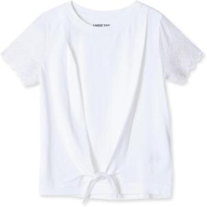 Lands’ End Girls Flutter Eyelet Sleeve Top(White)
