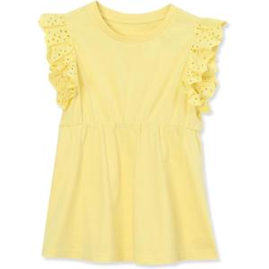 Lands’ End Girls Flutter Sleeve Tiered Peasant Top(Limelight)