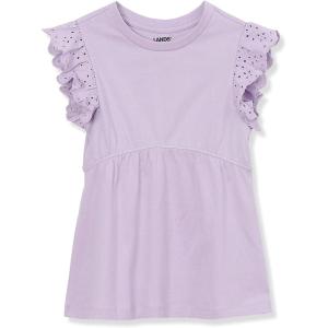 Lands’ End Girls Flutter Sleeve Tiered Peasant Top(Pastel Lilac)